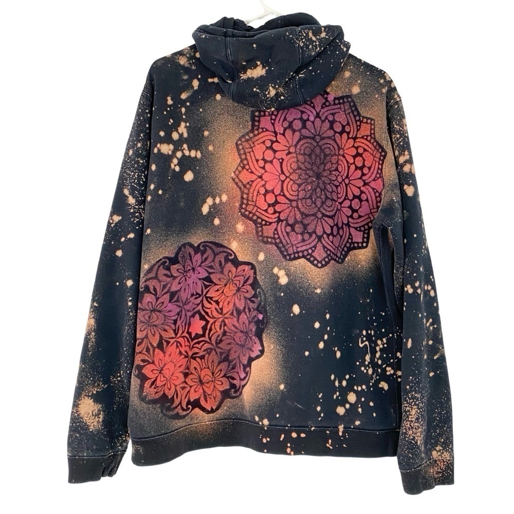 Nike Hoodie Sweatshirt Zip Up Jacket Men Size Large Unisex Mandala Stencil Black - Picture 2 of 10